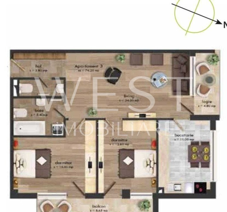 Apartament modern 3 camere, 85 mp| Parcare subterană | Zona Buna Ziua
