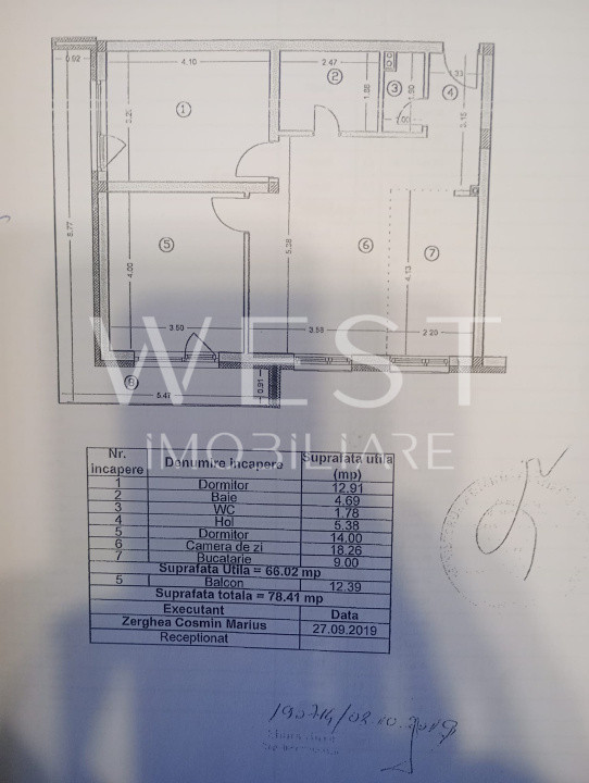 Apartament 3 camere, 66 mp,balcon spațios,etaj intermediar, zona Terra