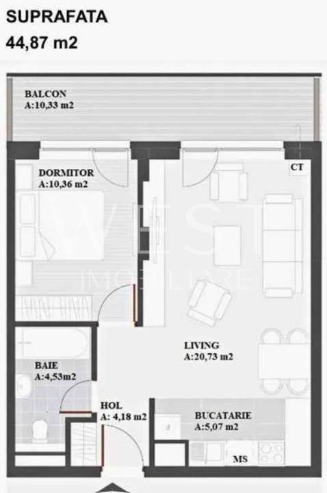 Apartament 2 camere, terasa 10mp/Parcare subterana/Eroilor Residence