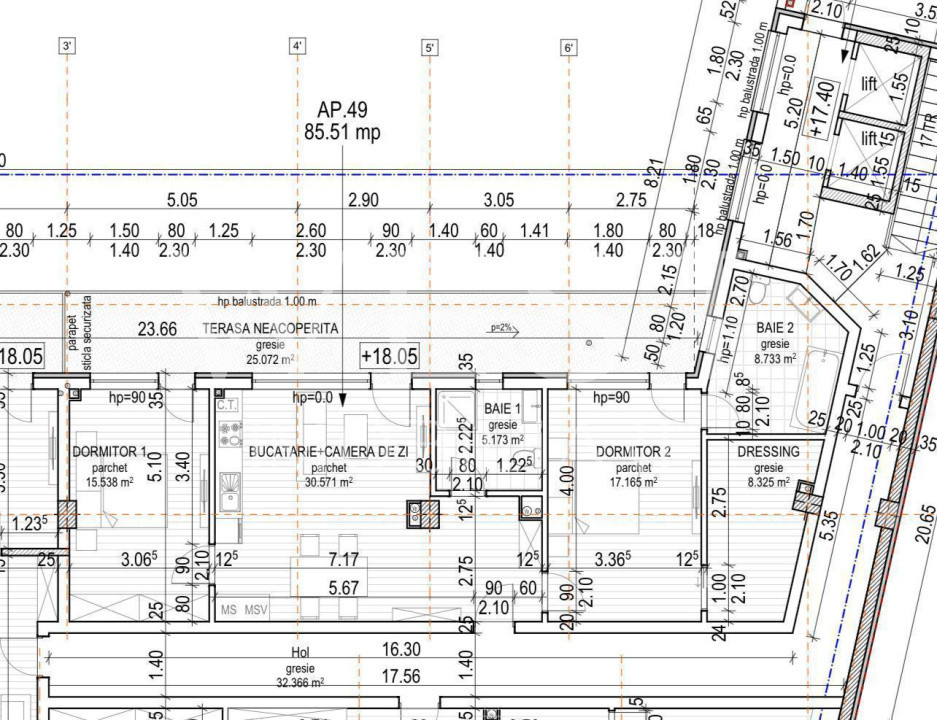 Apartament tip penthouse 3 camere, 85mp|Terasa 25mp| Zona Platinia