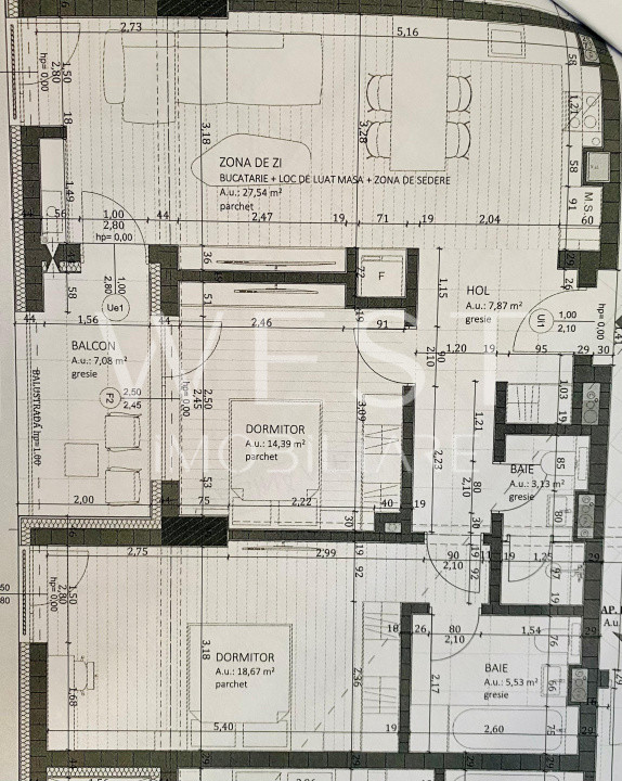 Apartament 3 camere | 77 mp | Balcon | Semifinisat | Zona VIVO
