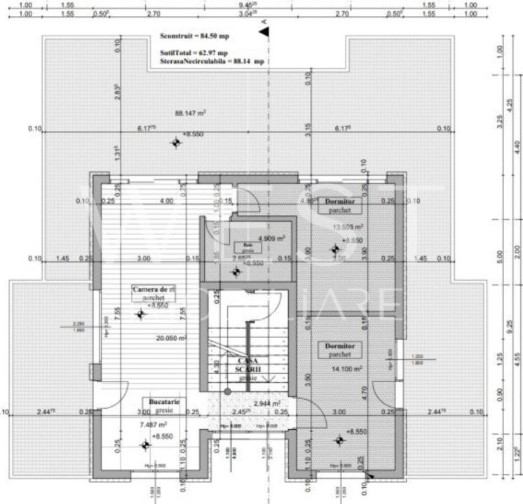 Apartament 3 camere | 63 mp | terasa 88 mp | parcare | zona Eroilor