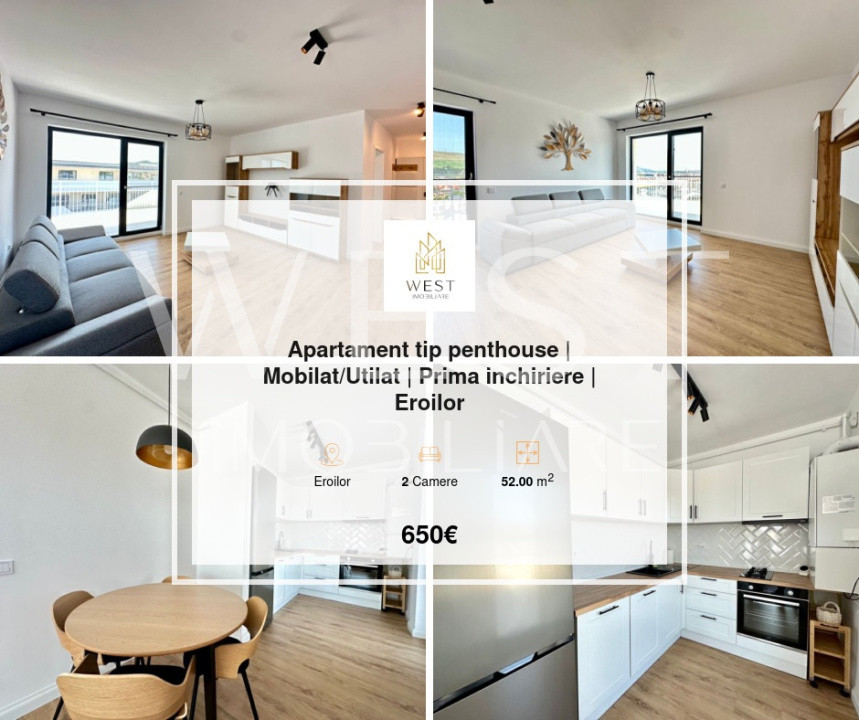 Apartament tip penthouse | Mobilat/Utilat | Prima inchiriere | Eroilor