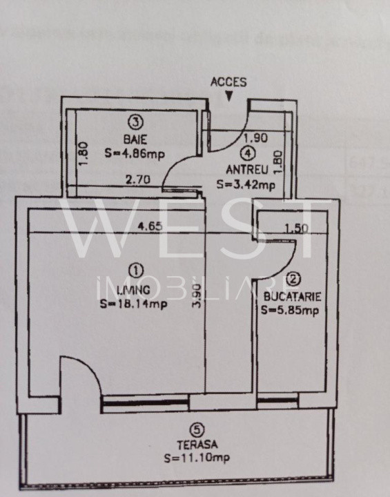 Apartament 1 camera mobilat/utilat - Balcon 11 mp / Strada Eroilor