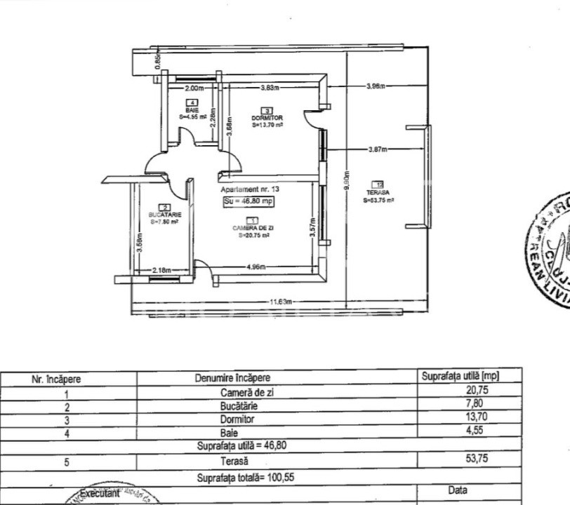Apartament 2 camere | Penthouse | 46,80 UTILI + TERASA 53,75 | CF | EROILOR