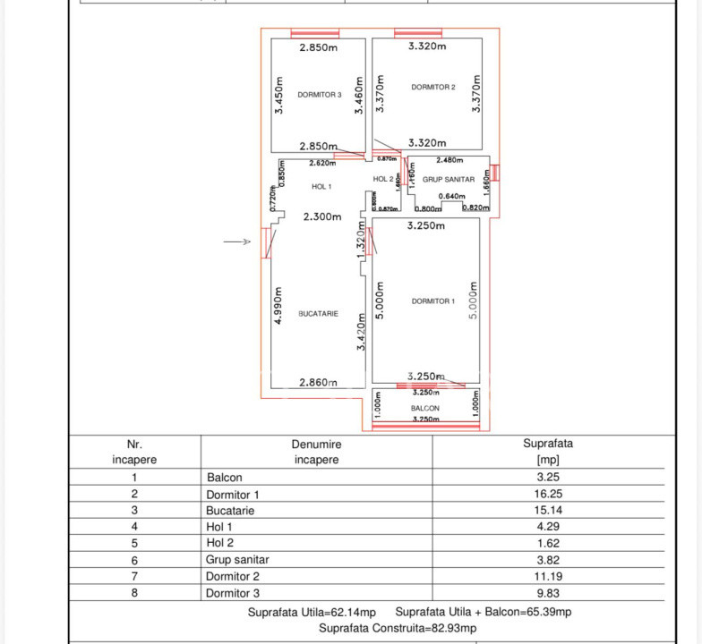 Ap 3 camere | 63 mp | CF | Decomandat | EtAJ 1 | Zona PASTEUR