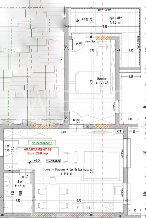 Apartament 2 camere 52mp Util +9mp terasa | Semifinisat | Str. Eroilor