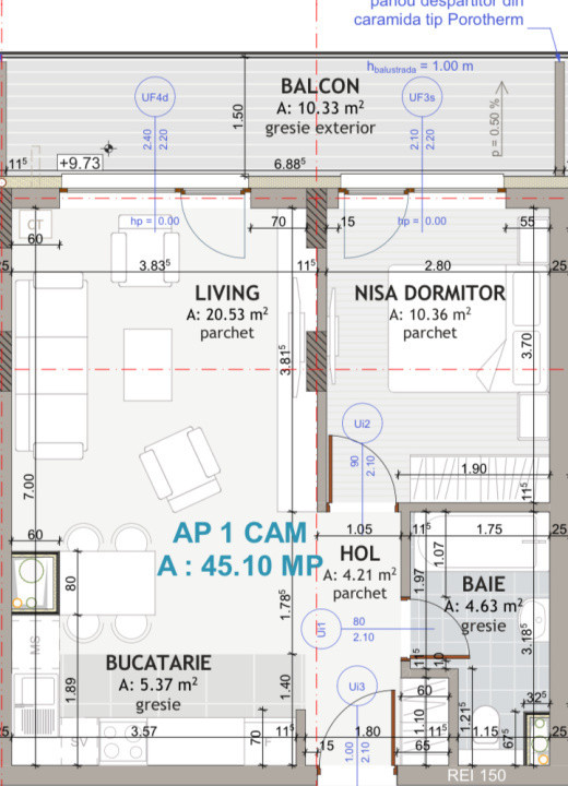 Apartament 2 camere 45mp UTILI | Ansamblul EROILOR | Finisat | Etaj 7