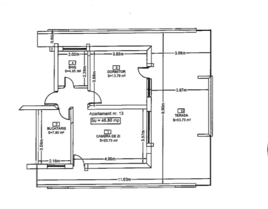 Ap. 2 camere 47mp + TERASA 54mp | Finisat | str. Eroilor - zona SPARTAN