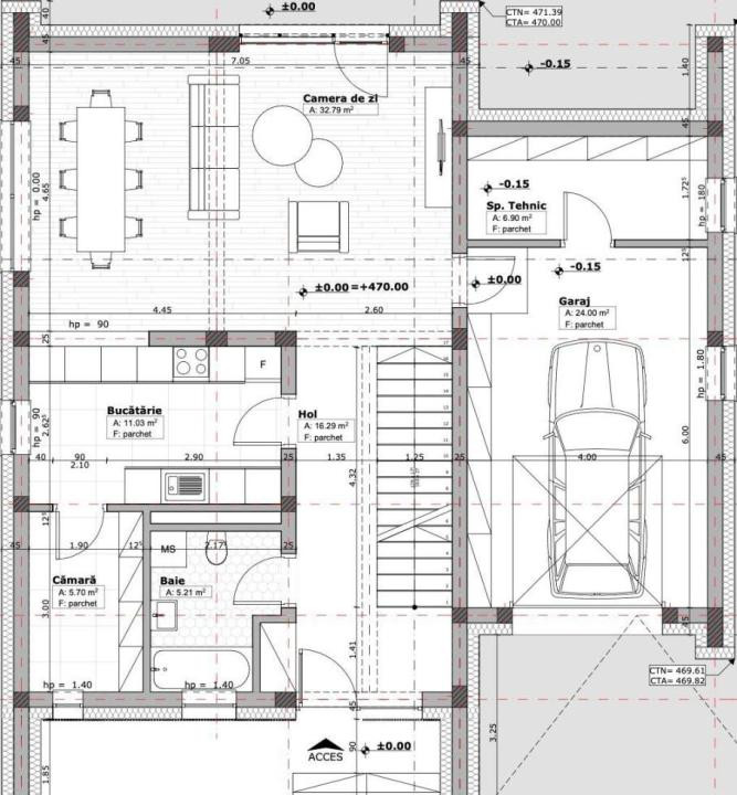 Casa moderna semifinisata, 183m2(+17m2 balcoane) si teren 786m2.