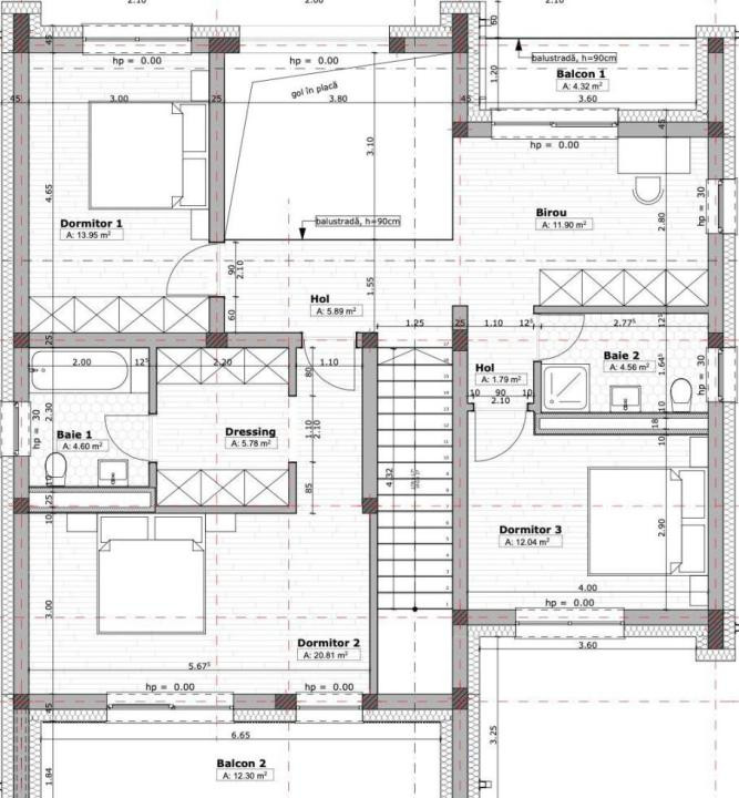 Casa moderna semifinisata, 183m2(+17m2 balcoane) si teren 786m2.