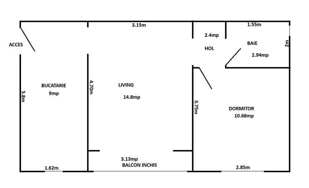 Apartament decomandat l 2 camere l Peana 