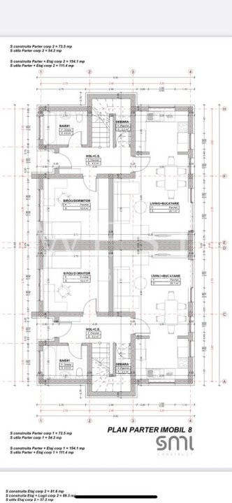 Duplex 4 camere 120mp! Semifinisat! Ansamblu residential! Urusagului!