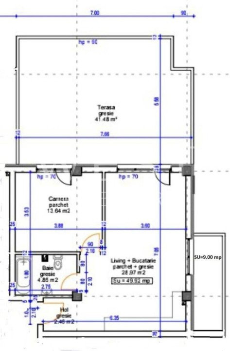 Penthouse 2 camere 50mp+42mp Terasa! Urusagului! Parcare subterana!