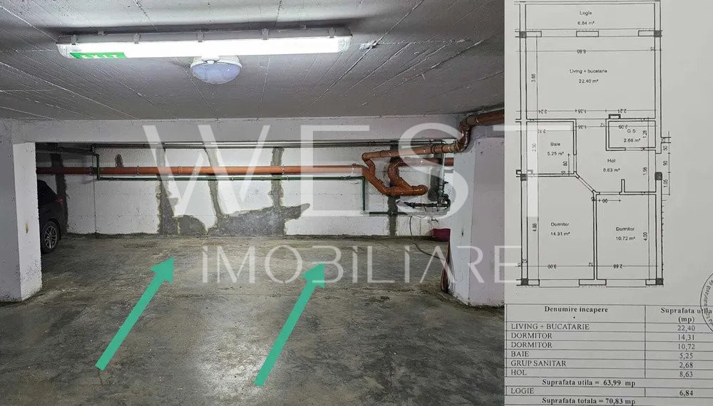 Apartament 3 camere / 64mp / 2 parcari subterane / zona Urusagului